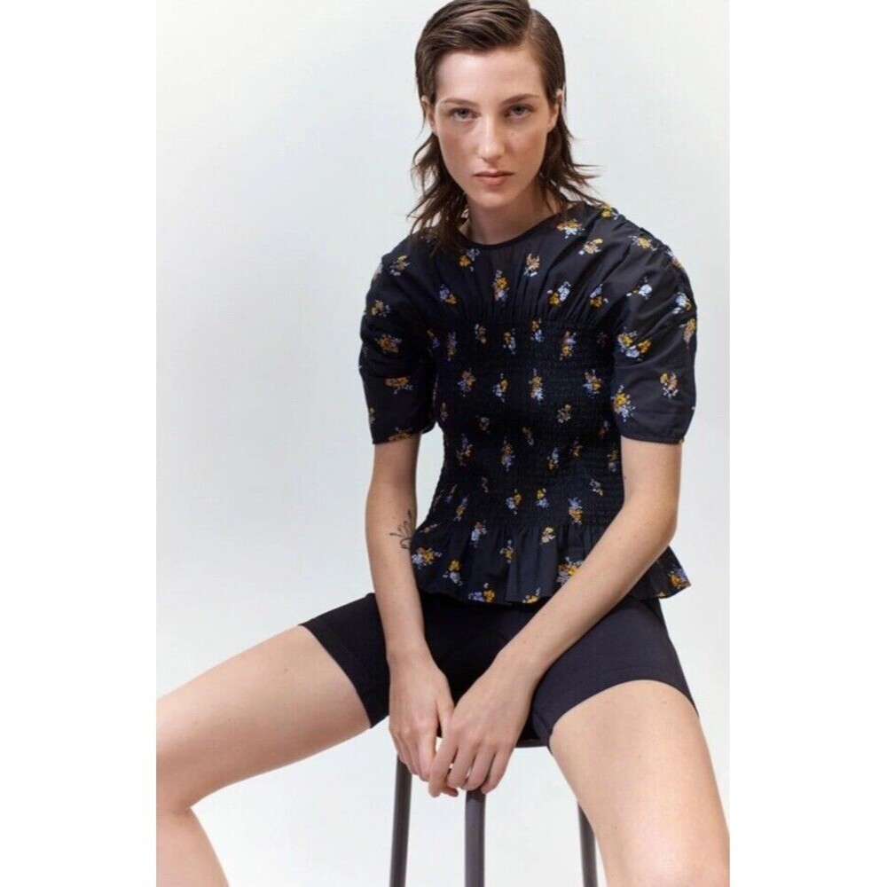 Anthropologie Black Floral Blouse